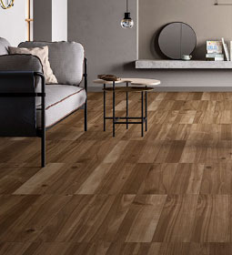 living room space with wood-look luxury vinyl plank flooring