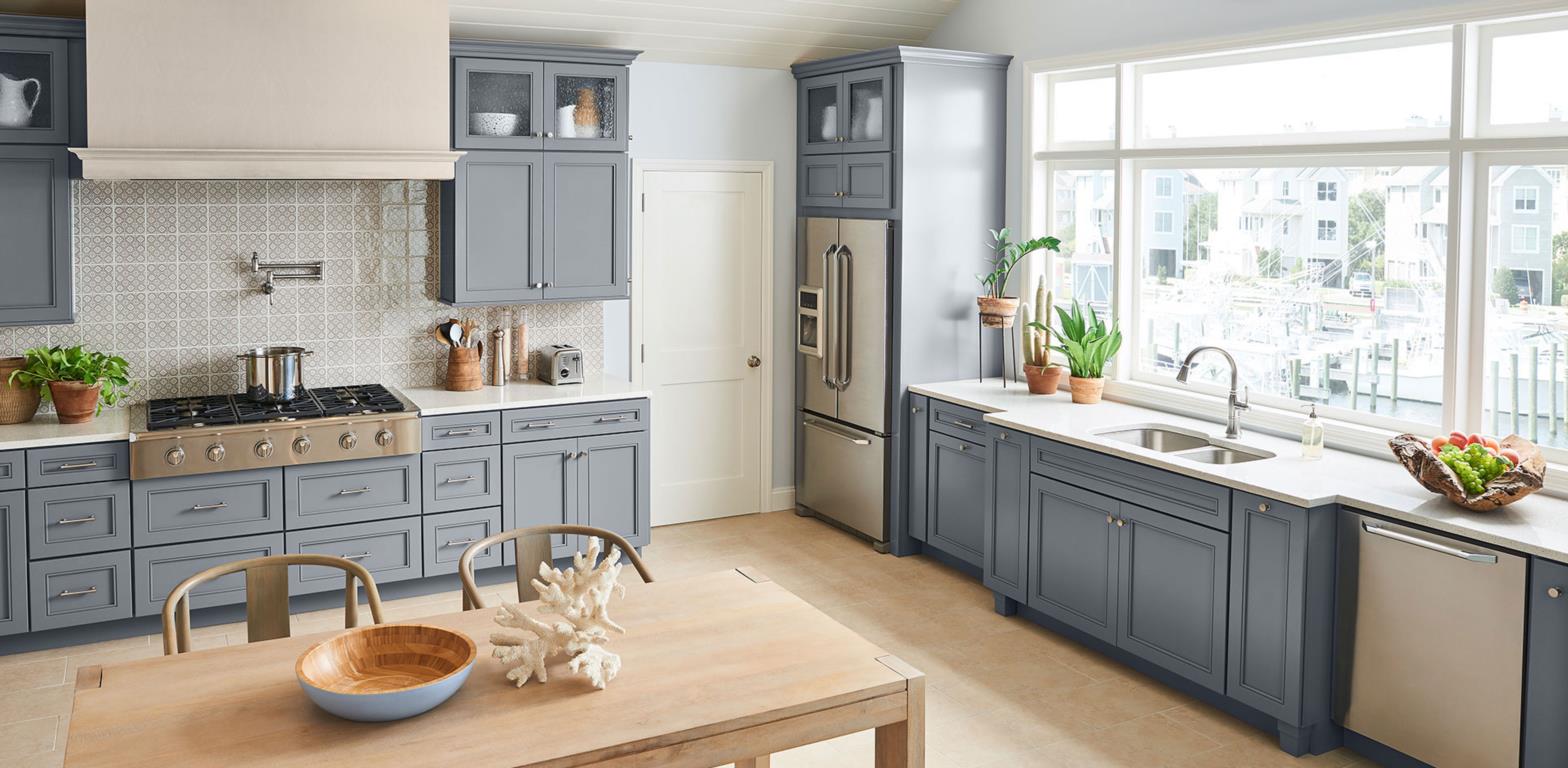 Surfaces PCB Kitchen Designs, Blue and Gray color schemes in Panama City Beach